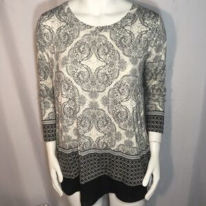 Black and white top.